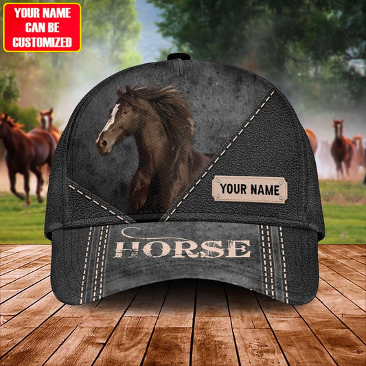 Joycorners Horse Lovers Leather Pattern Customized Name Cap