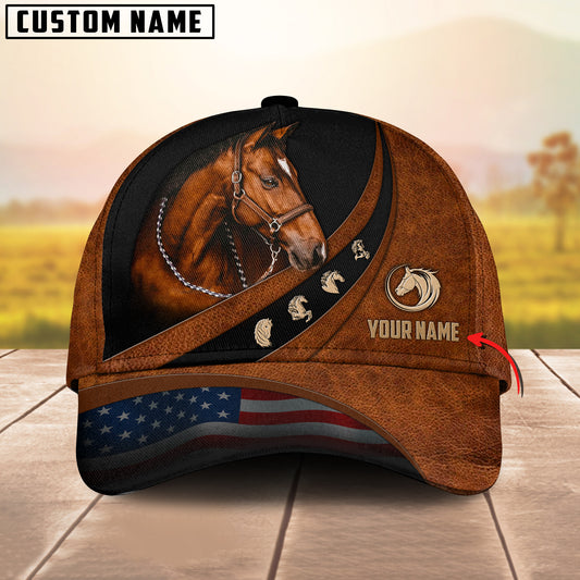 Joycorners Horse Lovers Leather Pattern Customized Name Cap