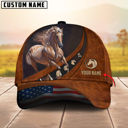 Joycorners Horse Lovers Leather Pattern Customized Name Cap