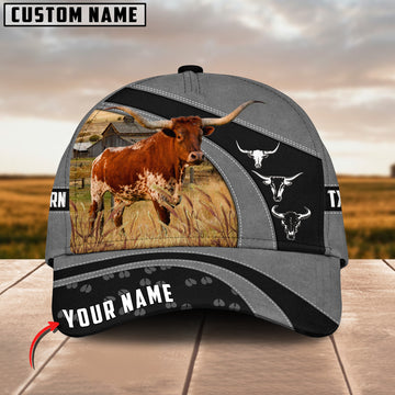 Joycorners Texas Longhorn Cattle Customized Name Cap