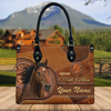 JC Morgan Horse Never Walk Alone Custom Name 3D Leather Handbag