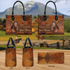 JC American Quarter Horse Never Walk Alone Custom Name 3D Leather Handbag