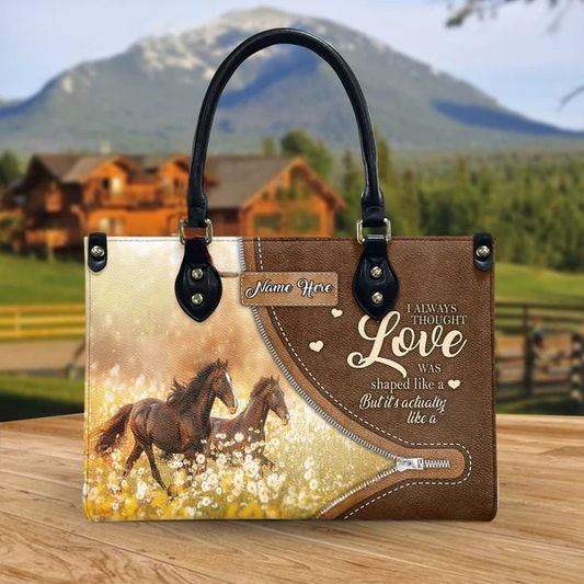 JC Horse Lovers I Always Thought Love Custom Name 3D Leather Handbag