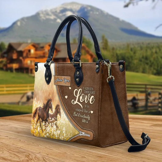 JC Horse Lovers I Always Thought Love Custom Name 3D Leather Handbag