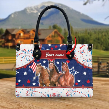 JC American Quarter Horse America Lovers Custom Name 3D Leather Handbag