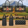 JC American Quarter Horse Leather Heart Pattern Custom Name 3D Leather Handbag