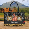 JC American Quarter Horse Leather Heart Pattern Custom Name 3D Leather Handbag