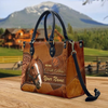 JC Thoroughbred Horse Never Walk Alone Custom Name 3D Leather Handbag