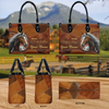JC Appaloosa Horse Never Walk Alone Custom Name 3D Leather Handbag