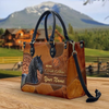 JC Friesian Horse Never Walk Alone Custom Name 3D Leather Handbag