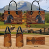 JC Friesian Horse Never Walk Alone Custom Name 3D Leather Handbag