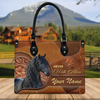 JC Friesian Horse Never Walk Alone Custom Name 3D Leather Handbag