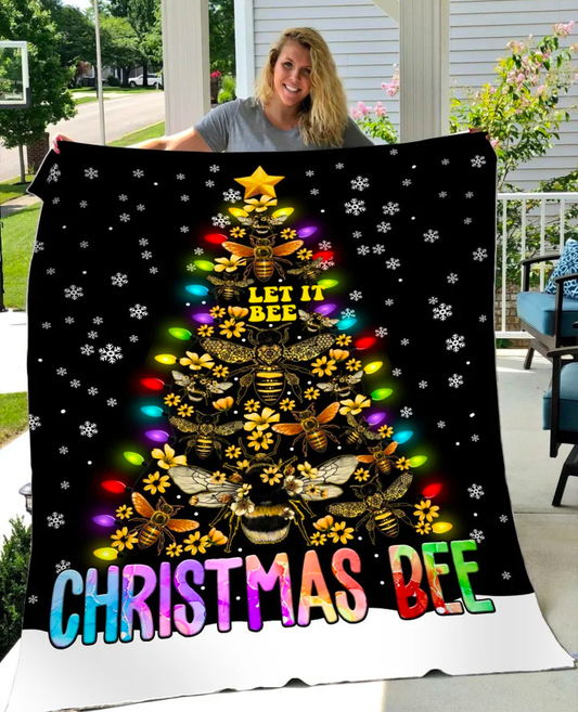 Joycorners Personalized Name Honey Bee Merry Christmas Blanket