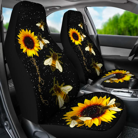 Joycorners Honey Bee Leather Pattern Car Seat Covers Universal Fit (2Pcs)