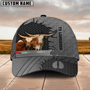 Joycorners Texas Longhorn Cattle Customized Name Cap