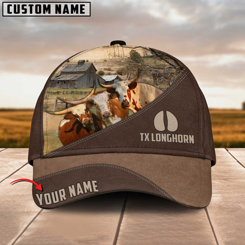 Joycorners 3 Texas Longhorn Cattle Customized Name Cap