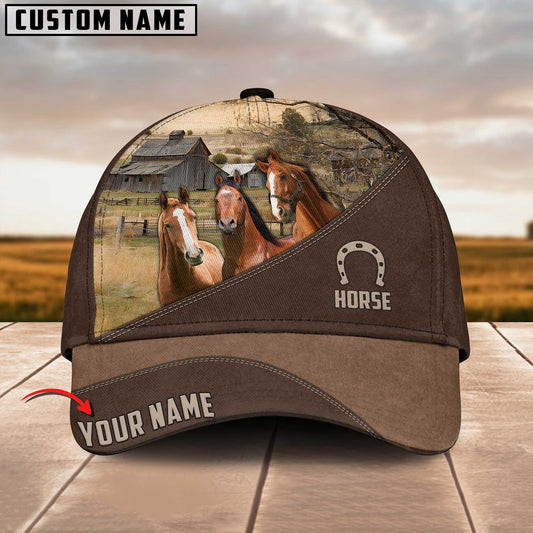 Joycorners 3 Horses Customized Name Cap