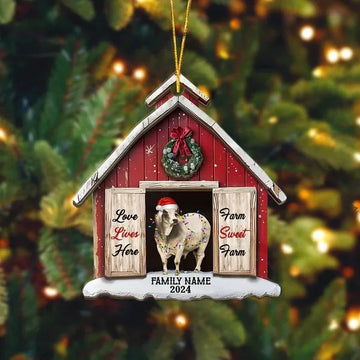 Joycorners Brahman Cattle Christmas Farm Sweet Farm Custom Shape Acrylic Ornament