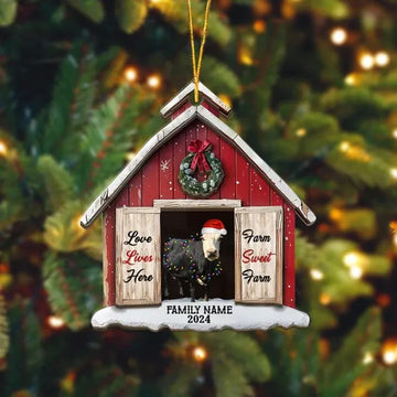 Joycorners Black Baldy Cattle Christmas Farm Sweet Farm Custom Shape Acrylic Ornament