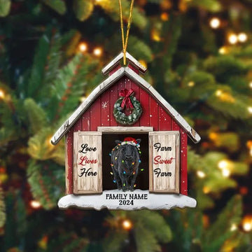 Joycorners Black Angus Cattle Christmas Farm Sweet Farm Custom Shape Acrylic Ornament