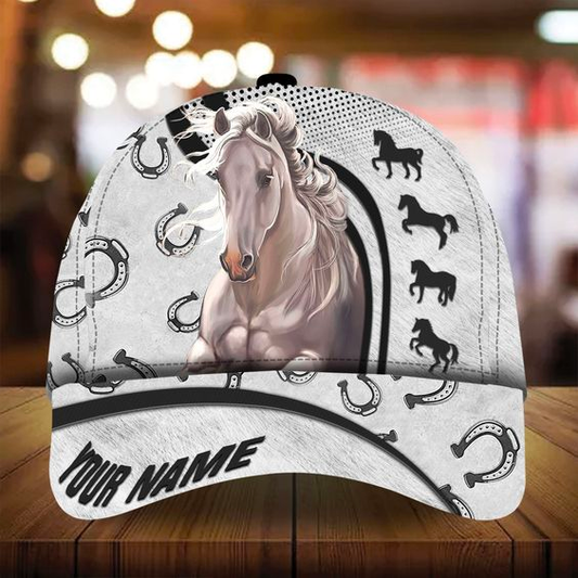 JoyCorners White Horse Customized Name Cap