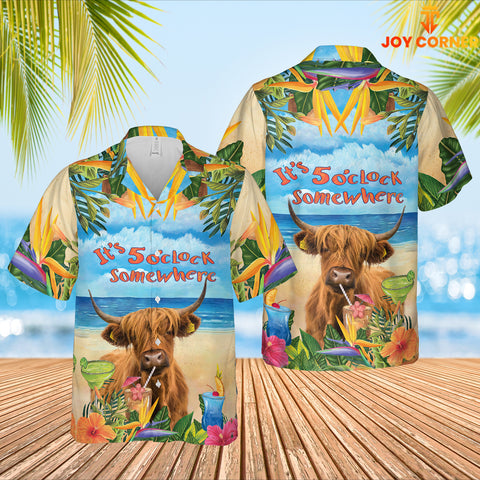 JoyCorners Highland Cattle Hawaiian Shirt