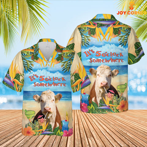 JoyCorners Hereford Cattle Hawaiian Shirt