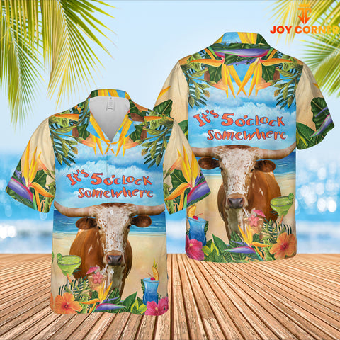 JoyCorners Texas Longhorn Cattle Hawaiian Shirt