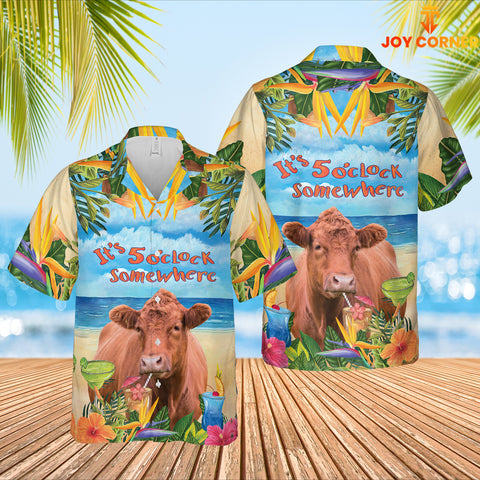 JoyCorners Red Angus Cattle Hawaiian Shirt