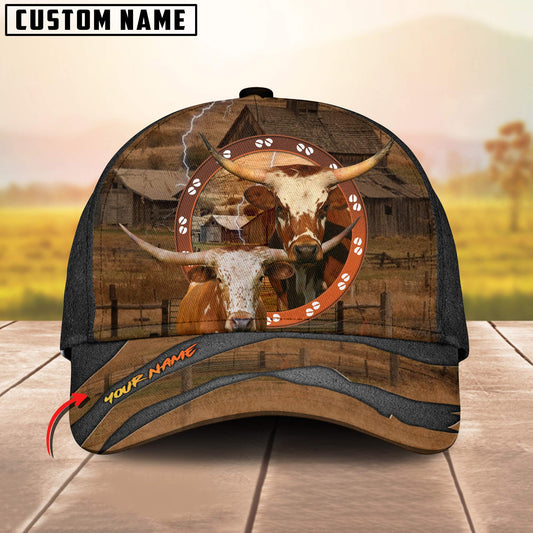 Joycorners Texas Longhorn Cattle Customized Name Cap