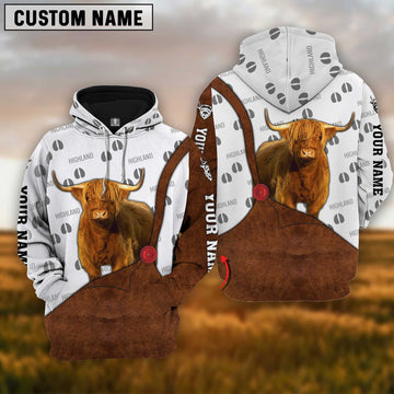 Joycorners Custom Name Highland Cattle 3D Printed Hoodie