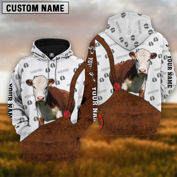 Joycorners Custom Name Hereford Cattle 3D Printed Hoodie