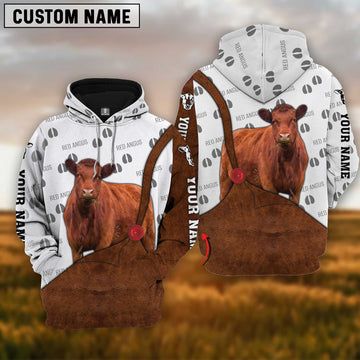 Joycorners Custom Name Red Angus Cattle 3D Printed Hoodie