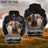 Joycorners Custom Name Appaloosa Horse Never Walk Alone Black Pattern 3D Hoodie