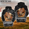 Joycorners Custom Name Warmblood Horse Never Walk Alone Black Pattern 3D Hoodie