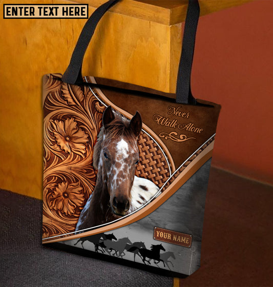 Joycorners Appaloosa Horse Never Walk Alone Custom Name 3D Tote Bag