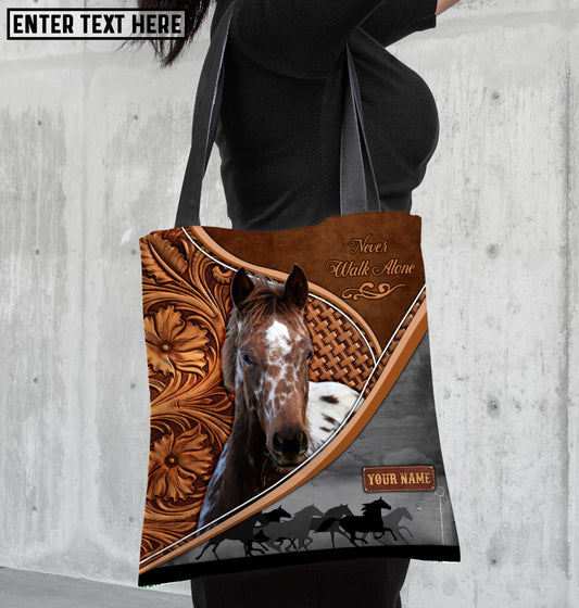 Joycorners Appaloosa Horse Never Walk Alone Custom Name 3D Tote Bag