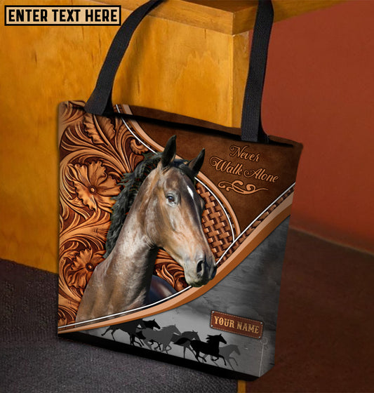Joycorners Hackney Horse Never Walk Alone Custom Name 3D Tote Bag