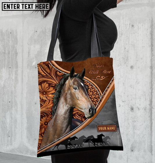 Joycorners Hackney Horse Never Walk Alone Custom Name 3D Tote Bag