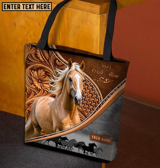 Joycorners Palomino Horse Never Walk Alone Custom Name 3D Tote Bag
