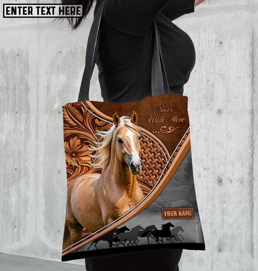 Joycorners Palomino Horse Never Walk Alone Custom Name 3D Tote Bag