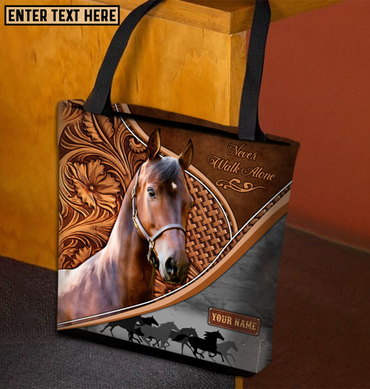 Joycorners Morgan Horse Never Walk Alone Custom Name 3D Tote Bag