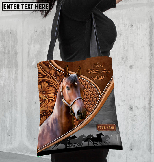 Joycorners Morgan Horse Never Walk Alone Custom Name 3D Tote Bag