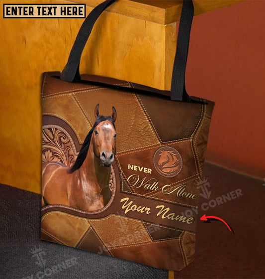 Joycorners American Quarter Horse Never Walk Alone Custom Name 3D Tote Bag