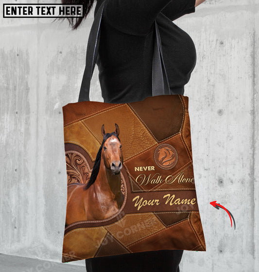 Joycorners American Quarter Horse Never Walk Alone Custom Name 3D Tote Bag