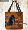 Joycorners Friesian Horse Never Walk Alone Custom Name 3D Tote Bag