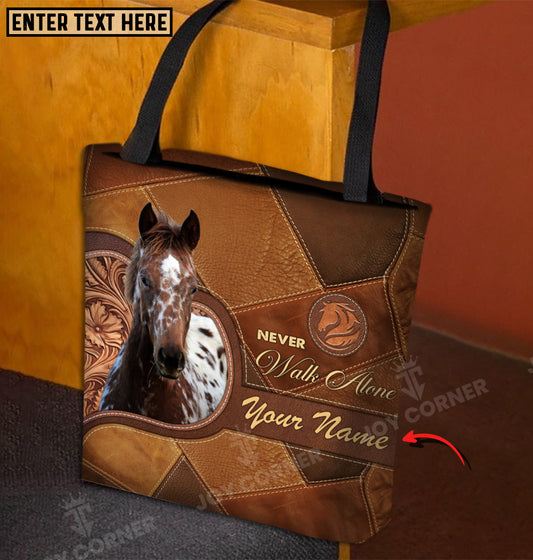 Joycorners Appaloosa Horse Never Walk Alone Custom Name 3D Tote Bag