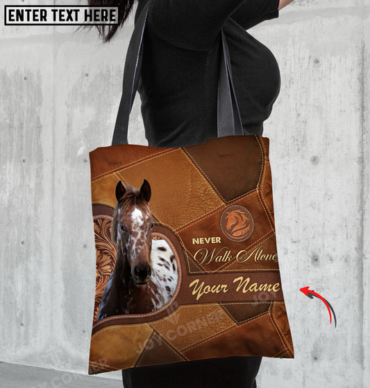 Joycorners Appaloosa Horse Never Walk Alone Custom Name 3D Tote Bag