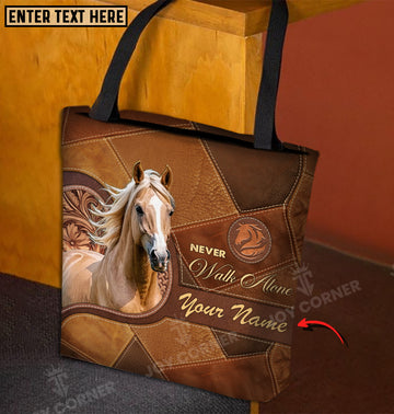 Joycorners Palomino Horse Never Walk Alone Custom Name 3D Tote Bag