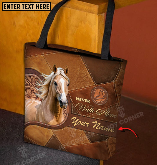 Joycorners Palomino Horse Never Walk Alone Custom Name 3D Tote Bag